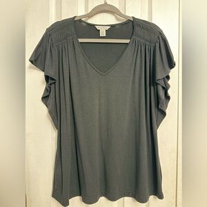 Tommy Bahama Black Ruffle Sleeve Blouse
